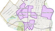 The map shows areas designated as opportunity zones in Paterson.